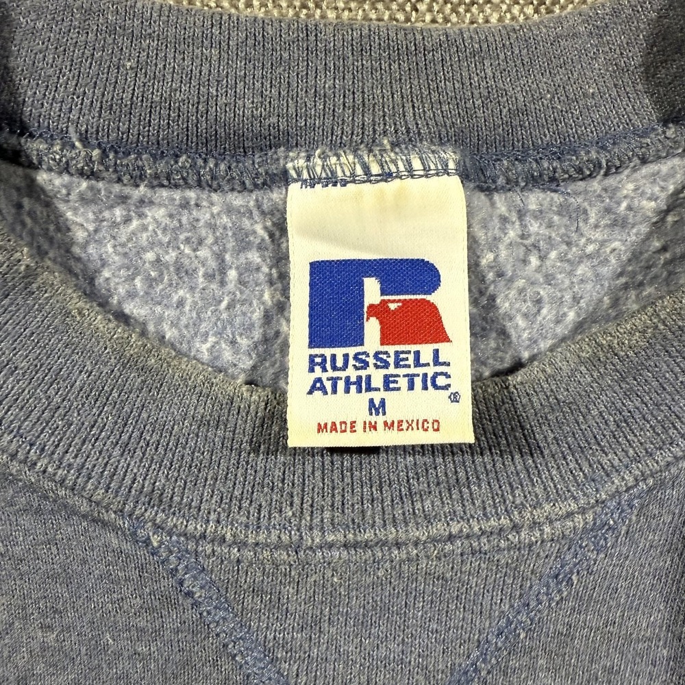 Russell Athletic Sweatshirt Mens Medium Blue Crewneck Pullover Fleece Solid - Picture 2 of 6